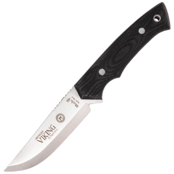 Muela Viking M11M univerzálny nôž 11 cm, CRIO-T, čierna, Micarta, kožené puzdro, kresadlo