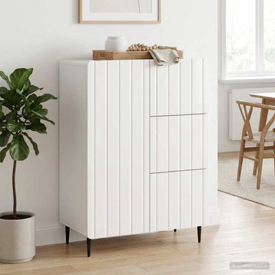 vidaXL Servírovacia skriňa Biela s vysokým leskom 66 x 34,5 x 91,5 cm