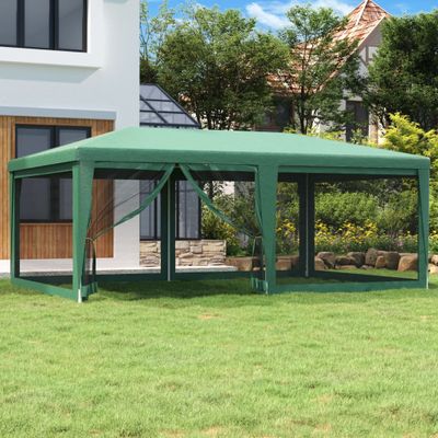 vidaXL Párty stan so 6 sieťkovanými bočnými stenami zelený 6x4 m HDPE