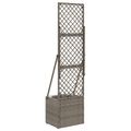 vidaXL Záhradný kvetináč s trellis Sivá 35 x 30 x 135 cm polyratan