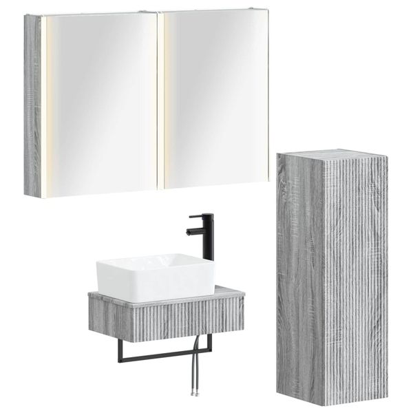 vidaXL Sada kúpeľňového nábytku 4 pcs Sivý Sonoma