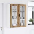 vidaXL Nástenný sklenený kabinet LUCCA Dub artisan 80 x 31 x 100 cm