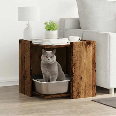 vidaXL Uzavretý box na stelivo staré drevo 53x53x51cm kompozitné drevo