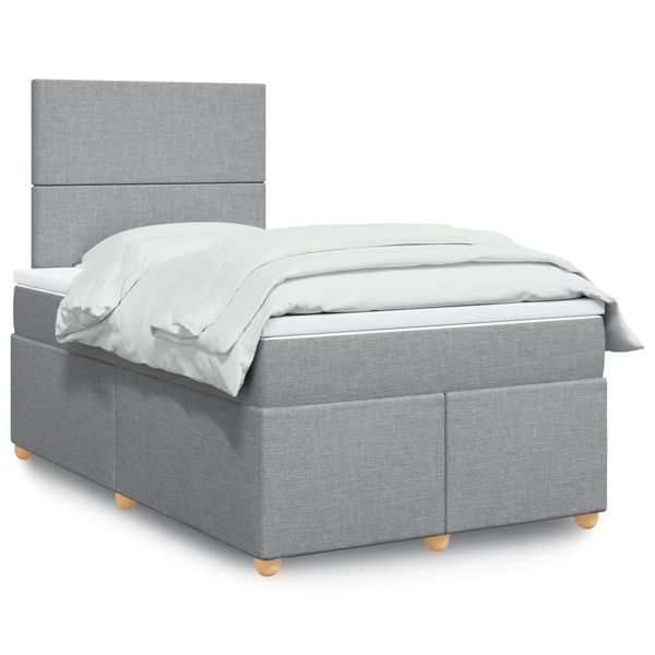 vidaXL Boxspring posteľ s matracom bledosivá 120x200 cm látka