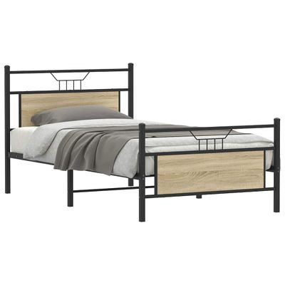vidaXL Posteľný rám bez matraca dub sonoma 107x203 cm kompozitné drevo