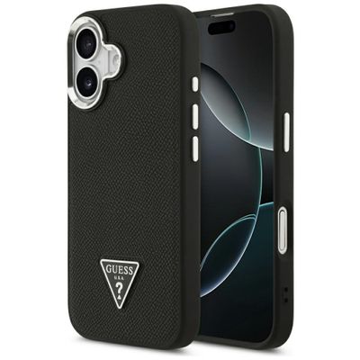 Púzdro Guess Grained Triangle Logo MagSafe pre iPhone 17 čierne