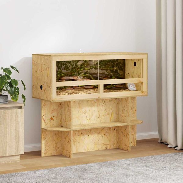 vidaXL Základňa terária s poličkou Hnedá 100 x 40 x 50 cm OSB