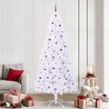 vidaXL Umelý vianočný stromček s 300 LED-i Biela 240 cm PVC a oceľ