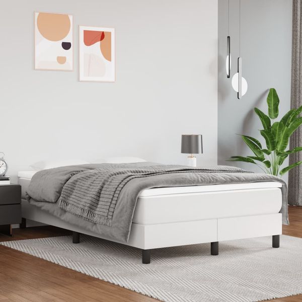 vidaXL Boxspring posteľ s matracom biela 120x200 cm umelá koža