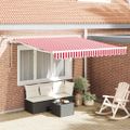 vidaXL Sklopná markíza Červená a Biela 350 x 250 cm Polyester
