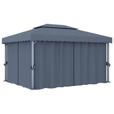 vidaXL Altánok so závesom 4x3 m, antracitový, hliník