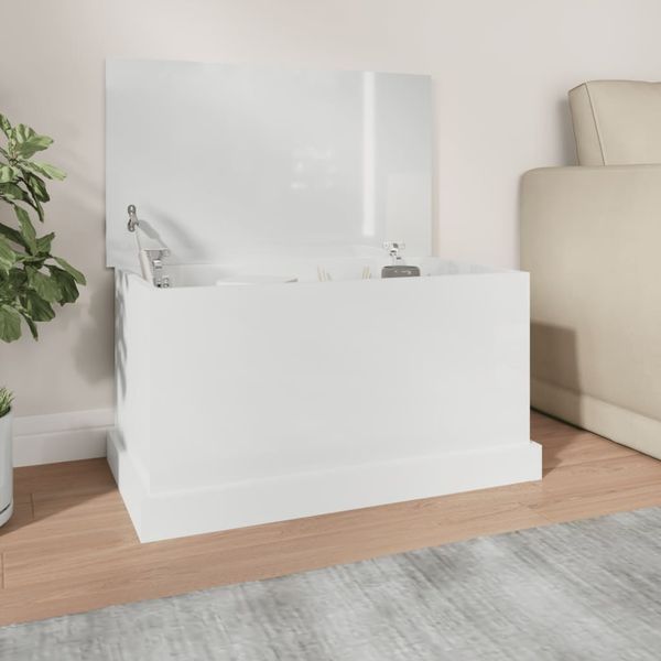 vidaXL Úložný box lesklý biely 70x40x38 cm spracované drevo