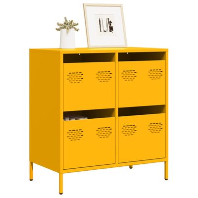 vidaXL Komoda horčicovožltá 68x39x73,5 cm oceľ valcovaná za studena