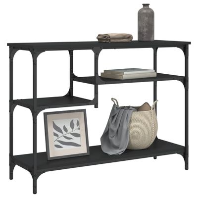 vidaXL Konzolový stolík s policami čierny 100x35x75 cm