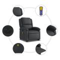 vidaXL Elektrické zdvíhacie masážne sklápacie kreslo čierne pravá koža