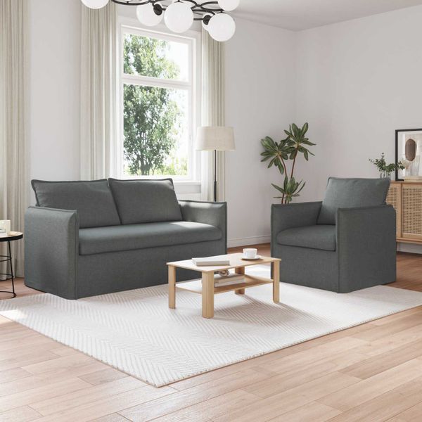 vidaXL Sada pohoviek 2 pcs Tmavosivá 156 x 82 x 85 cm Látka