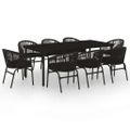 vidaXL 9-dielna záhradná jedálenská súprava čierna