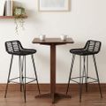 vidaXL Barová stolička 2 pcs Čierny 44 x 46 x 91 cm Ratan a oceľ