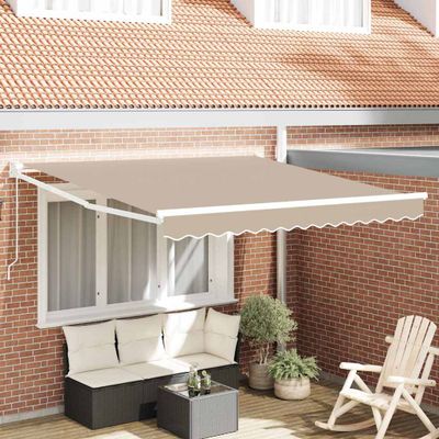 vidaXL Sklopná markíza Béžová 350 x 250 cm 100% polyester a hliník