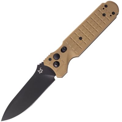 FOX knives FX-448 T PREDATOR II - 2F automatický nôž 9,5 cm, čierna, hnedá Coyote, FRN