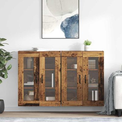 vidaXL Nástenné skrinky 2 pcs Staré drevo 69,5 x 34 x 90 cm