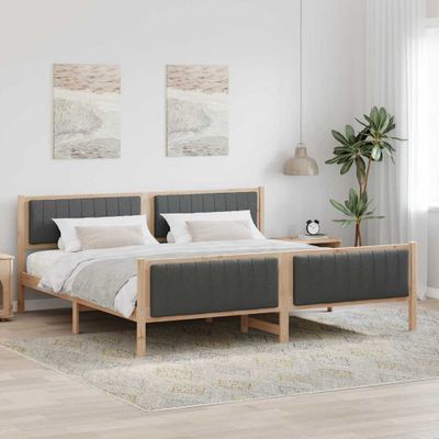 vidaXL Rám postele hnedá a tmavosivá 200 x 200 cm Borovicový masív