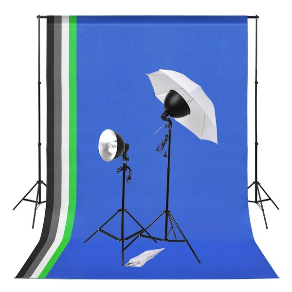 vidaXL Fotografické vybavenie s osvetlením a pozadiami