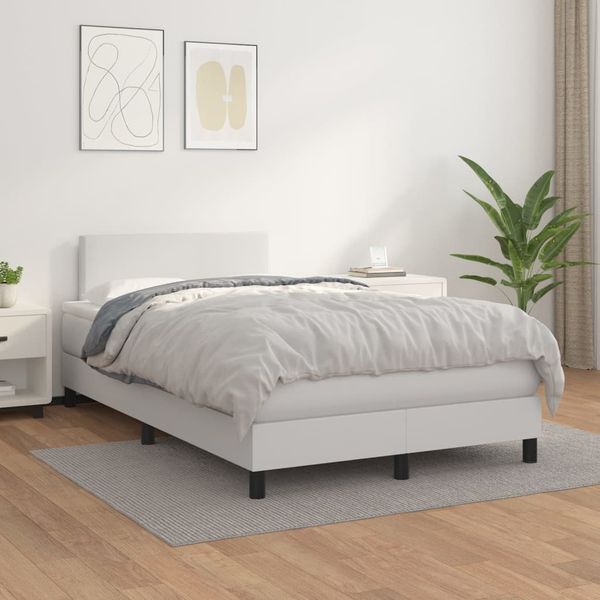 vidaXL Boxspring posteľ s matracom biela 120x200 cm umelá koža