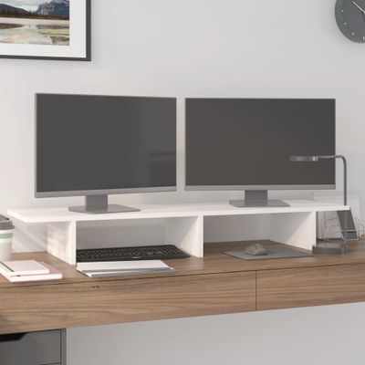 vidaXL Stojan na monitor biely 100x27x15 cm masívna borovica