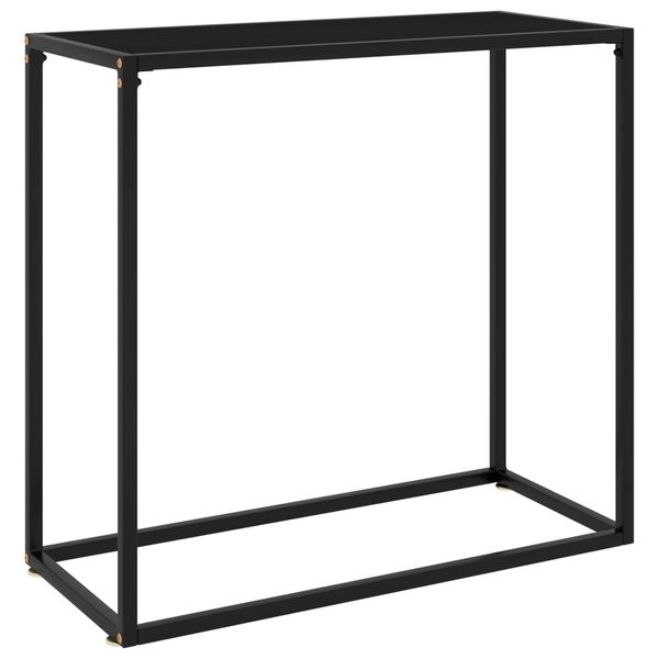 vidaXL Konzolový stolík čierny 80x35x75 cm tvrdené sklo