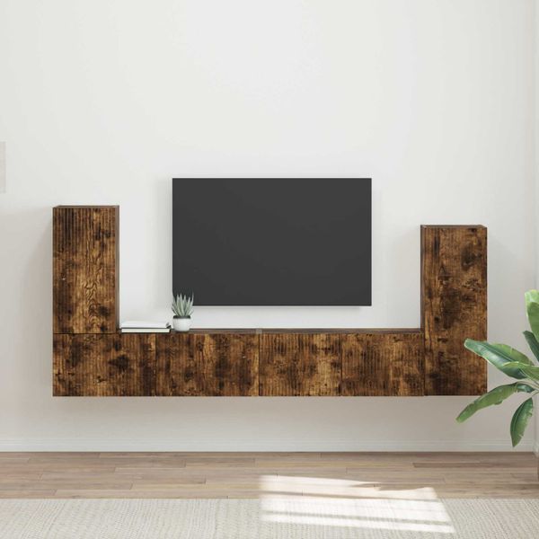 vidaXL Zostava TV skriniek 4 pcs Dymová dub Kompozitné drevo