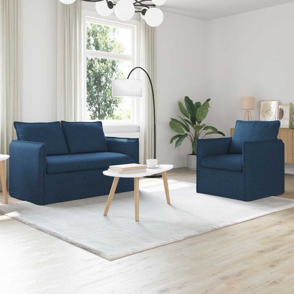 vidaXL Sada pohoviek 2 pcs Modrá 136 x 82 x 85 cm Látka