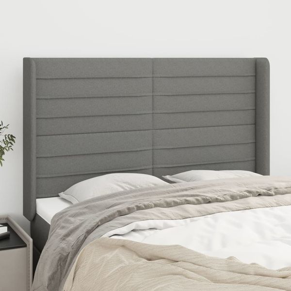 vidaXL Čelo postele so záhybmi tmavosivé 147x16x118/128 cm látka