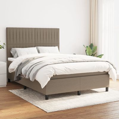vidaXL Boxspring posteľ s matracom sivohnedý 140x190 cm látka