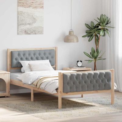 vidaXL Rám postele Svetlosivá 100 x 200 cm Masívne borovicové drevo