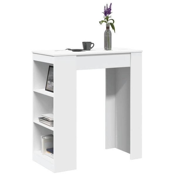 vidaXL Barový stôl a police biely 95x47x103,5 cm kompozitné drevo