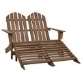 vidaXL 2-miestna záhradná stolička a taburetka Adirondack jedľa hnedá