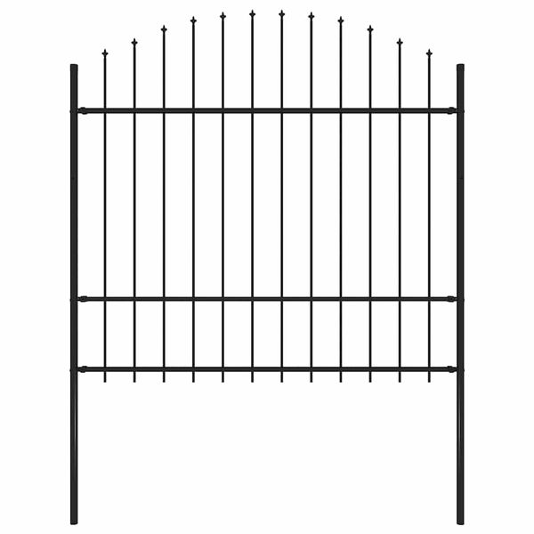 vidaXL Záhradný plot Woerden s vrchnou časťou v tvare oštepu, oceľový 170x175 cm, čierny