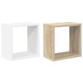 vidaXL Nástenné police 2 ks biele a dub sonoma 26x15x26 cm