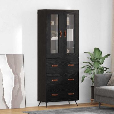 vidaXL Vysoký kabinet so policou 2 pcs Čierny dub Kompozitné drevo