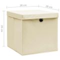 vidaXL Úložné boxy s vekom 4 ks, 28x28x28 cm, krémové