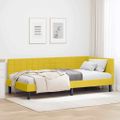 vidaXL Rohový rám postele s čelnou doskou Žltá 100 cm x 200 cm Zamat