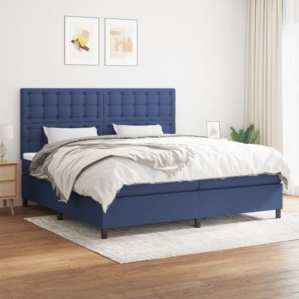 vidaXL Boxspring posteľ s matracom modrá 200x200 cm látka