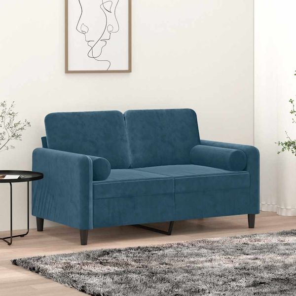 vidaXL Dekoratívne vankúše 2 ks modré Ø15x50 cm zamat