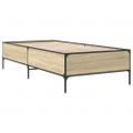 vidaXL Posteľný rám dub sonoma 90x200 cm kompozitné drevo a kov