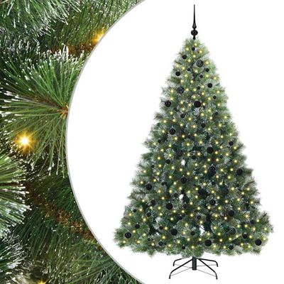 vidaXL Umelý vianočný stromček s 300 LED-i Zelená 210 cm PE a PVC