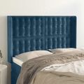 vidaXL Čelo postele so záhybmi tmavomodrá 147x16x118/128 cm zamat