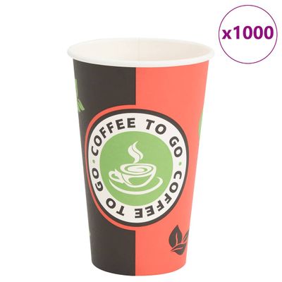 vidaXL Papierové šálky na kávu 1000 ks 16oz 400ml červená a čierna