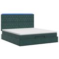 vidaXL Ottoman posteľ s matracom a LED Tmavozelená 140 x 190 cm Zamat