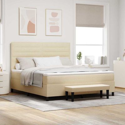 vidaXL Posteľ s pružinovým rámom s vankúšom Krémová 180 x 200 cm látka